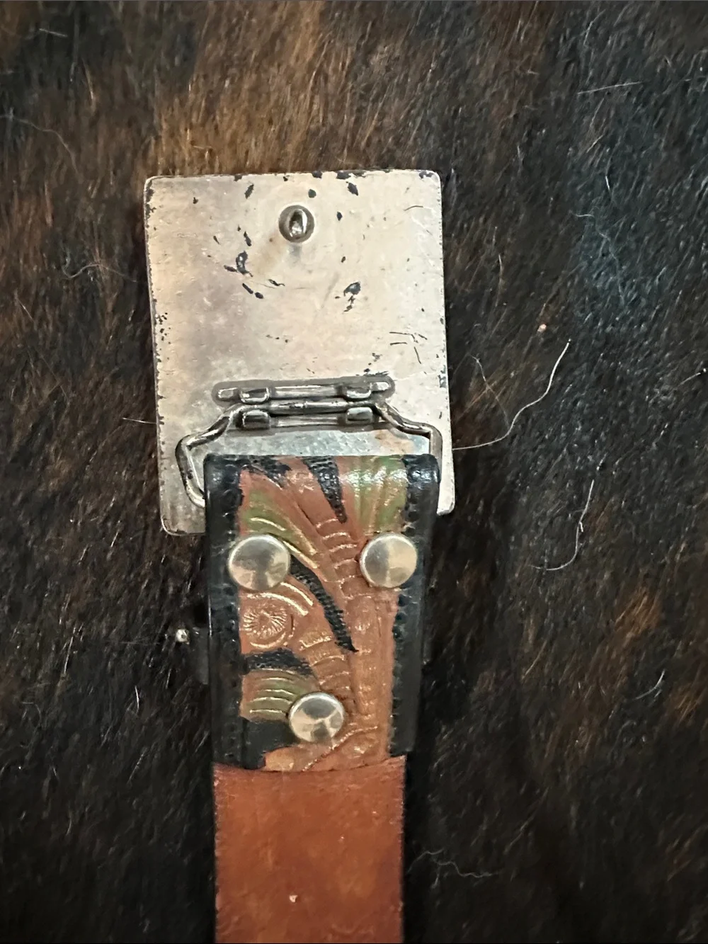 Vintage Nocona Leather Floral Belt With Studs & Rhinestones, Multicolor Flowers